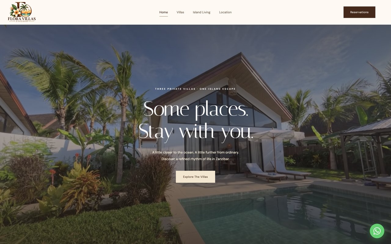 Flora Villas Zanzibar - Turizm & Otel Web Sitesi sektöründe Vodesoft Yazılım Projesi